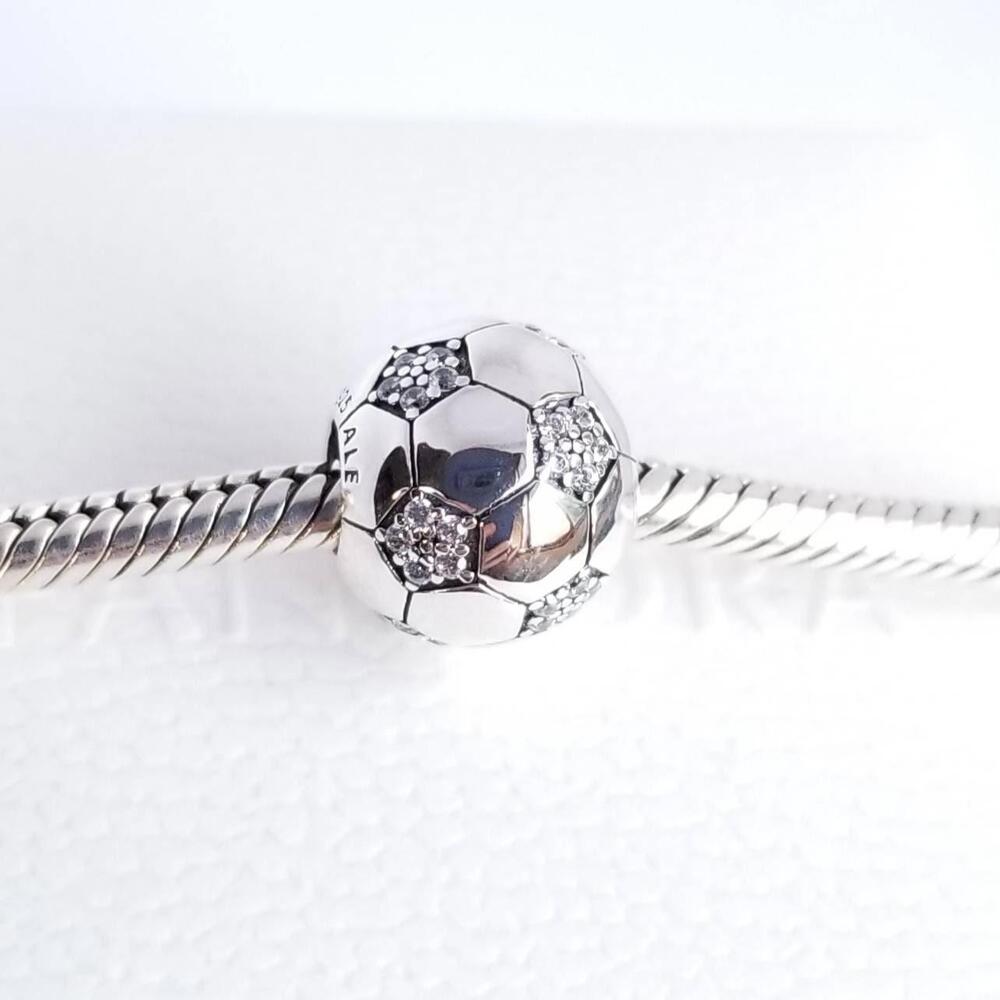 Pandora Sparkling Soccer Charm Silver 925 Ale European Football New Box #156